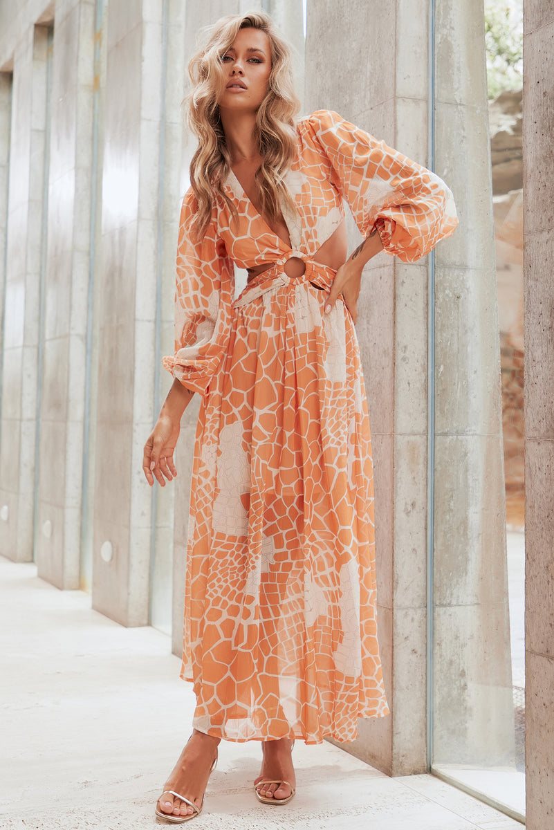 Orange lace 2024 maxi dress