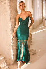 City of Angels Lace Maxi Dress - Forest Green