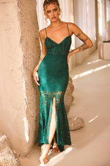 City of Angels Lace Maxi Dress - Forest Green