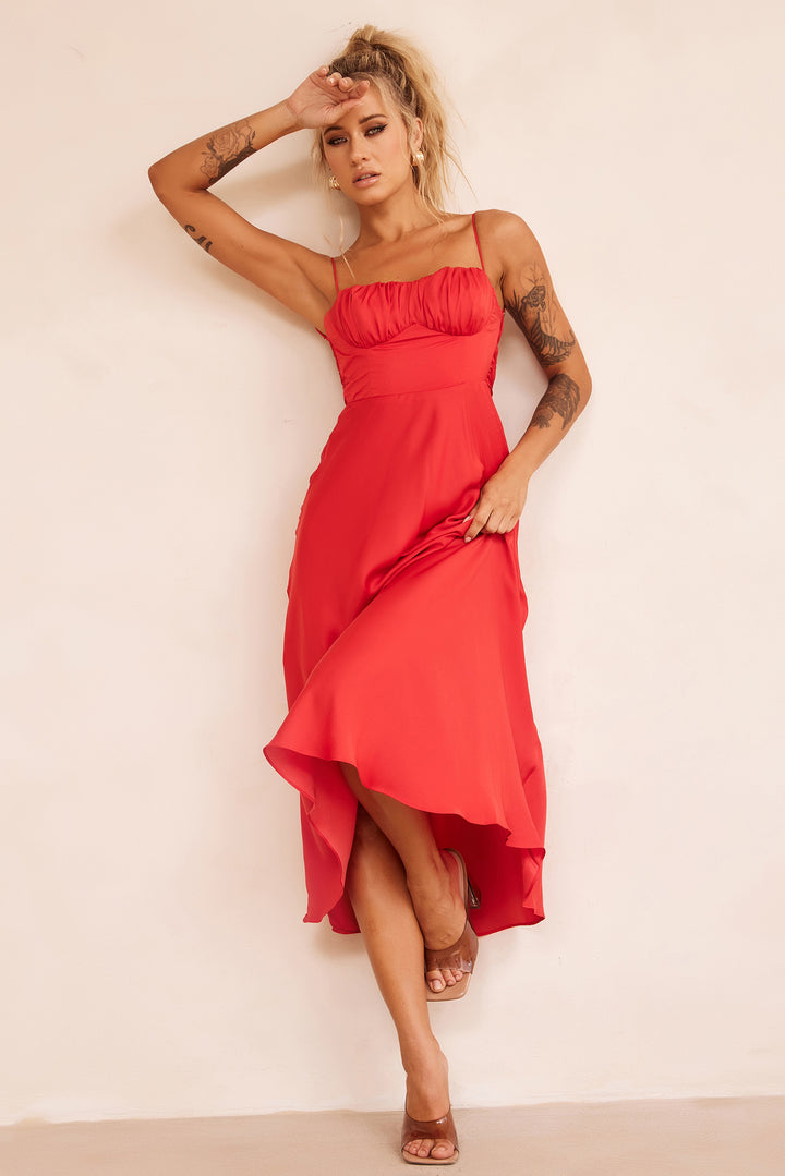 Affectionate Love Midi Dress - Red