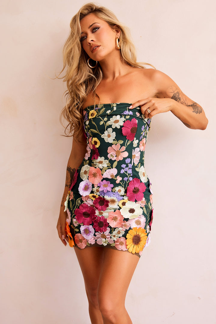 Opening Up Mini Dress - Forest Green