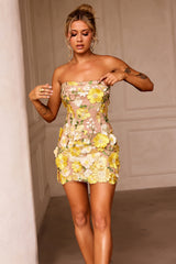 Opening Up Mini Dress - Lemon