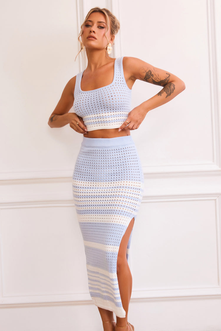 In The Groove Midi Skirt - Blue