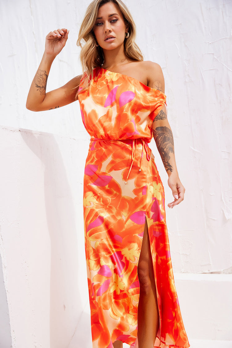 Drive By Midi Dress - Tangerine