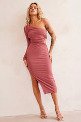 Sheer Glow Midi Dress - Antique Rose