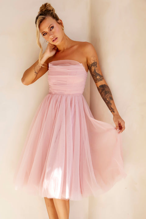 Swingin' It Midi Dress - Blush