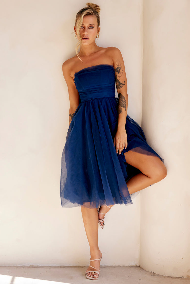 Swingin' It Midi Dress - Navy