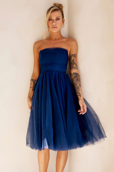 Swingin' It Midi Dress - Navy