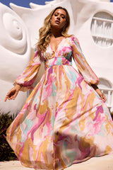 All Cloud Burst Midi Dress - Pink Multi