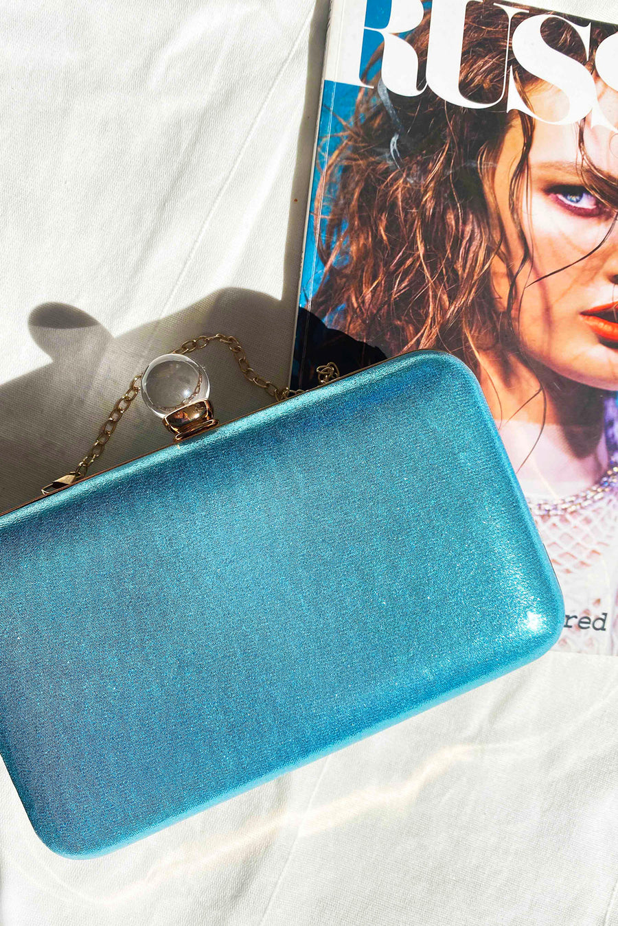 Aqua clutch shops bag