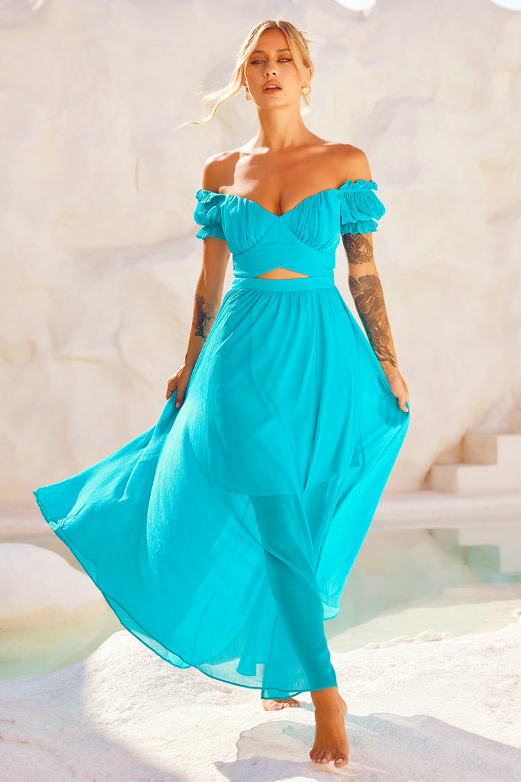 Aqua blue maxi dress online