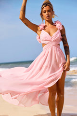 Carmen Gown Maxi Dress - Pink