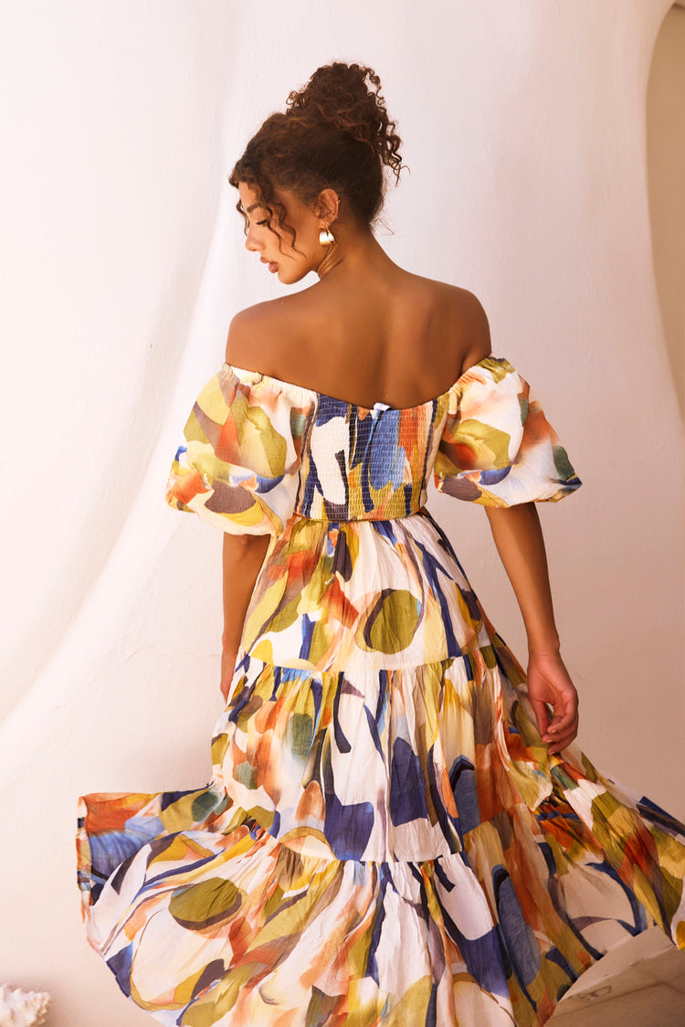 Sunny Spell Midi Dress - Blue Multi | Sage and Paige AUS.