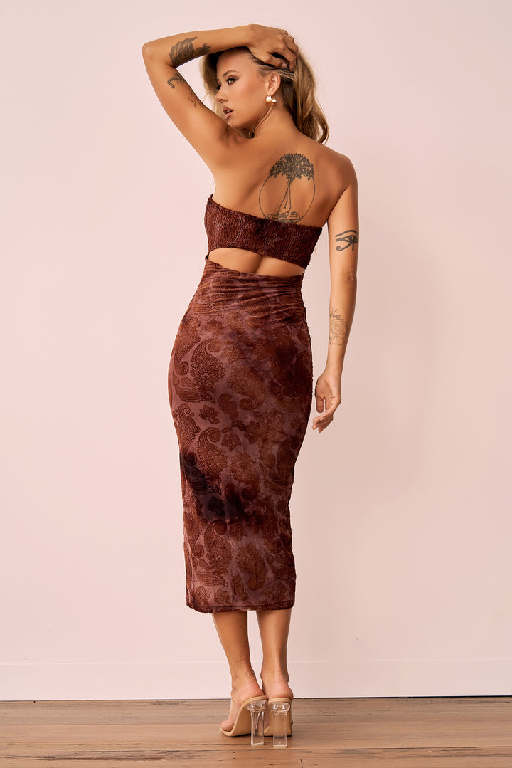 Surprise Moments Midi Dress - Brown