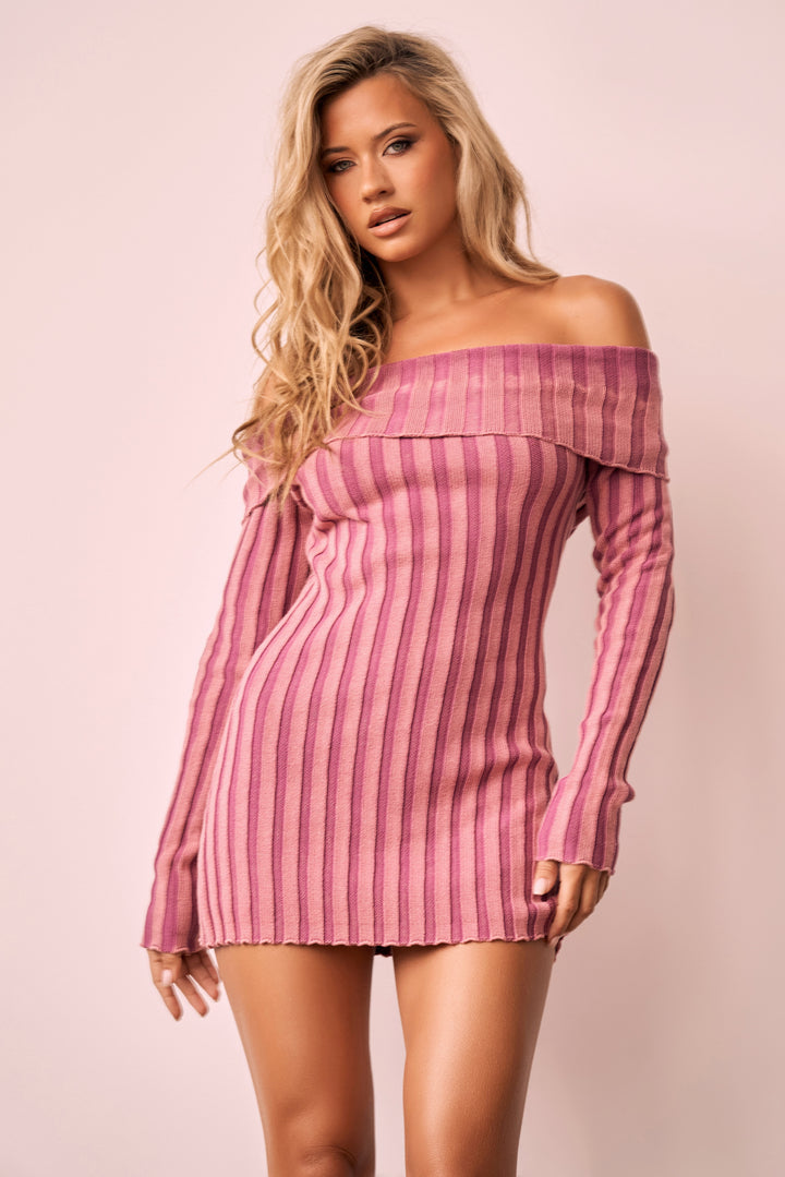 Evermore love Knit Mini Dress - Pink