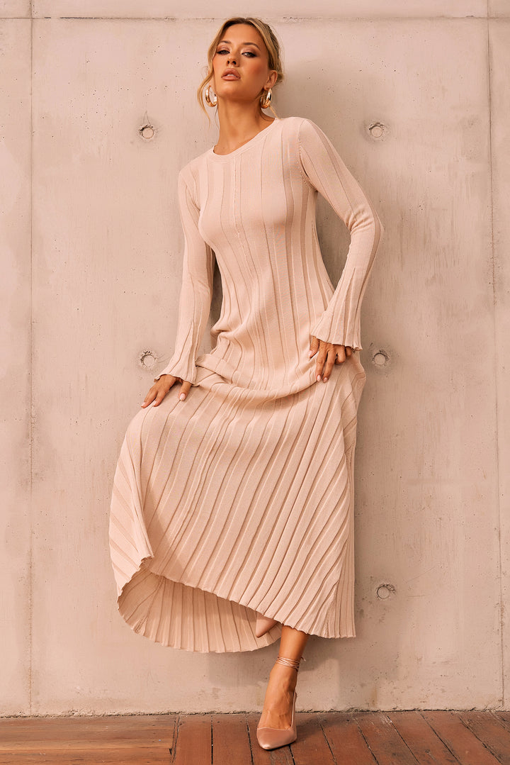 Astoria Knit Maxi Dress - Beige