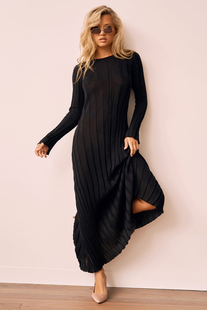 Astoria Knit Maxi Dress - Black