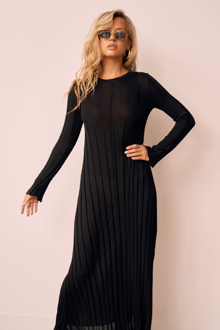 Astoria Knit Maxi Dress - Black