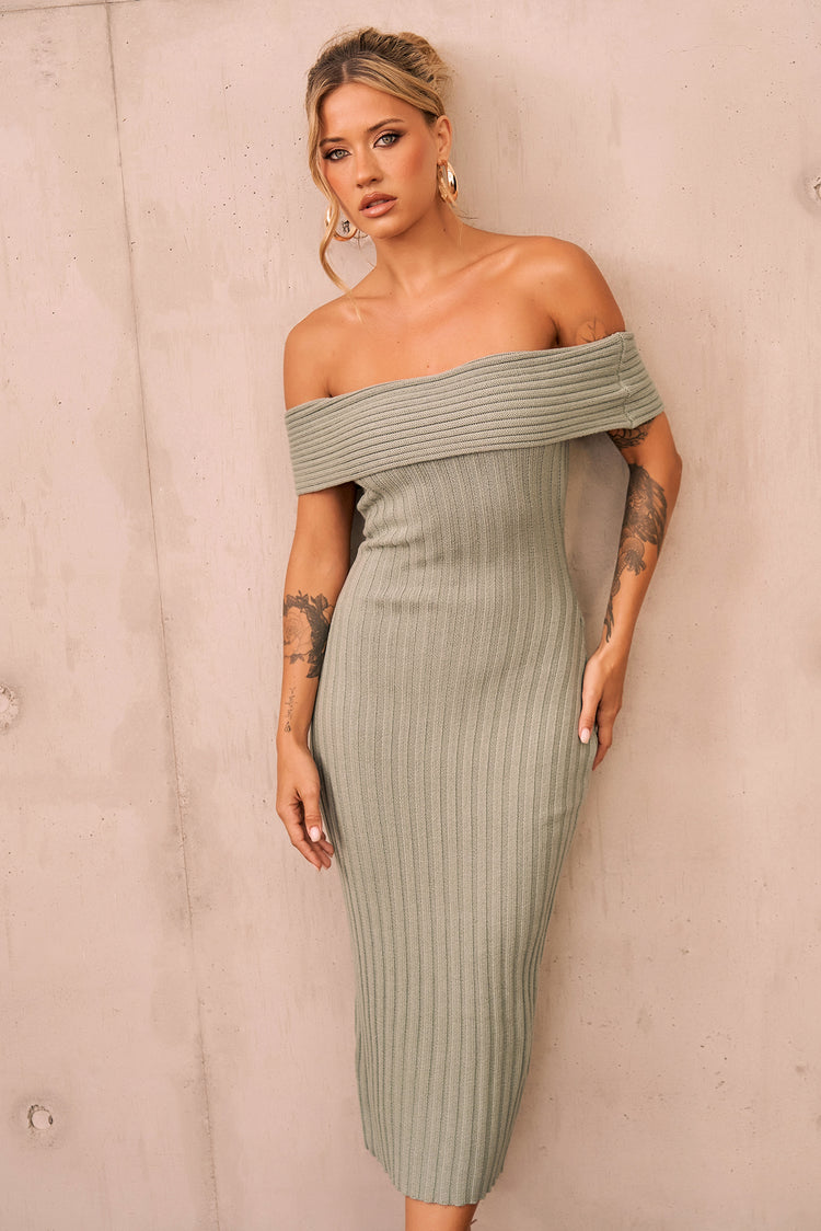 Hannah Knit Midi Dress - Sage