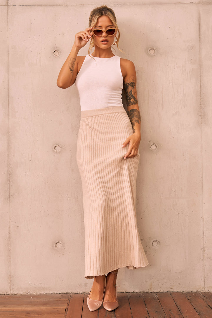 Join Us Knit Maxi Skirt - Sand