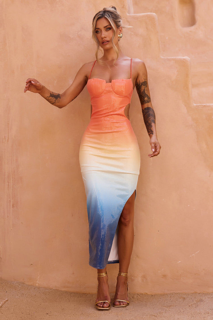 So Lively Midi Dress - Orange Multi | Sage and Paige AUS.