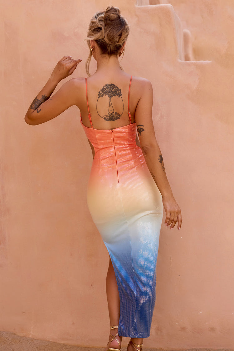 So Lively Midi Dress - Orange Multi | Sage and Paige AUS.