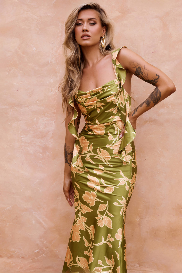 Marigold Dream Maxi Dress - Olive | Sage and Paige AUS.