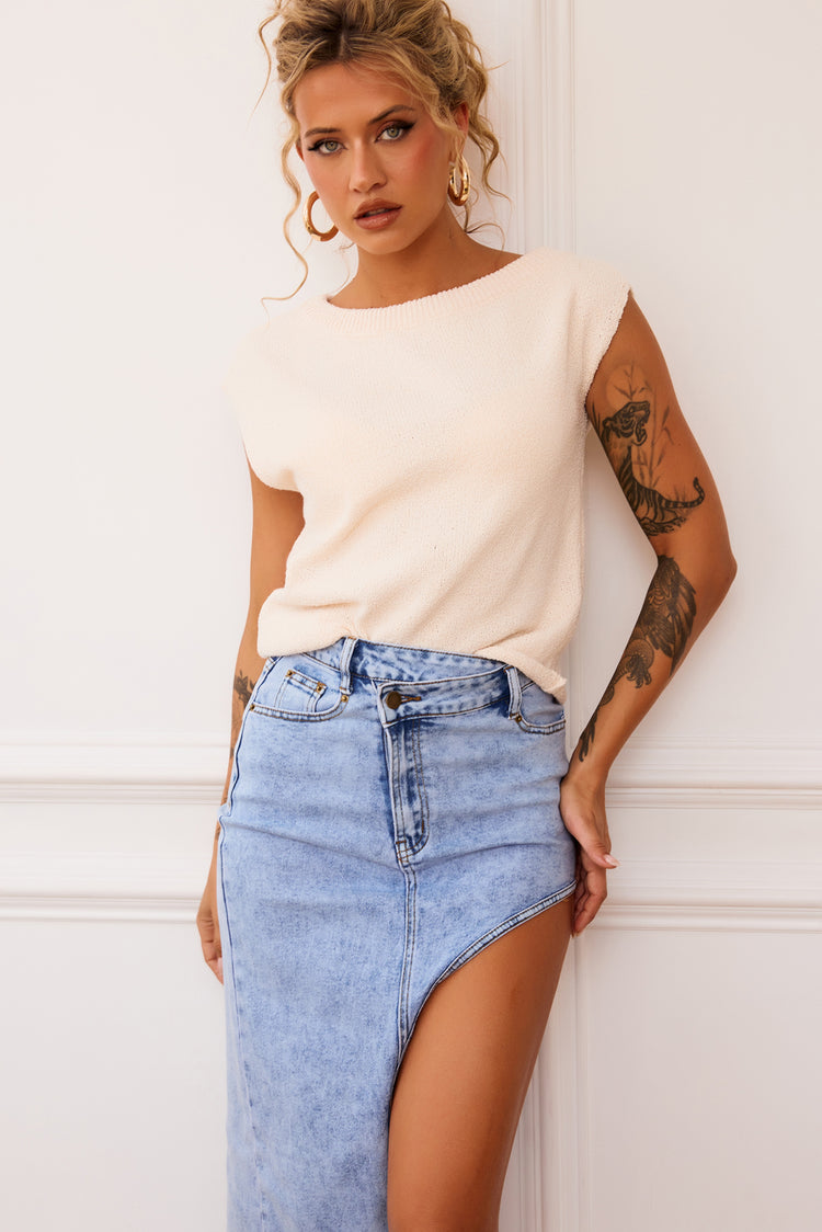 Dance In The Sun Knit Top - Beige | Sage and Paige AUS.