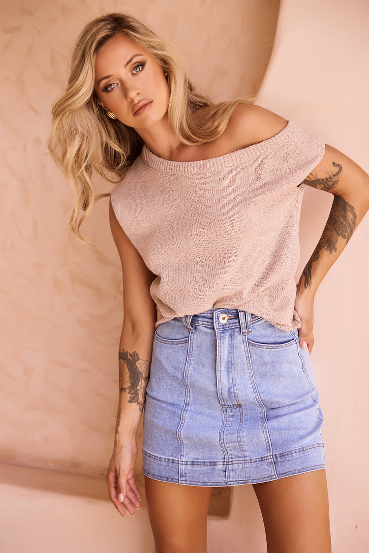 Dance In The Sun Knit Top - Mocha | Sage and Paige AUS.