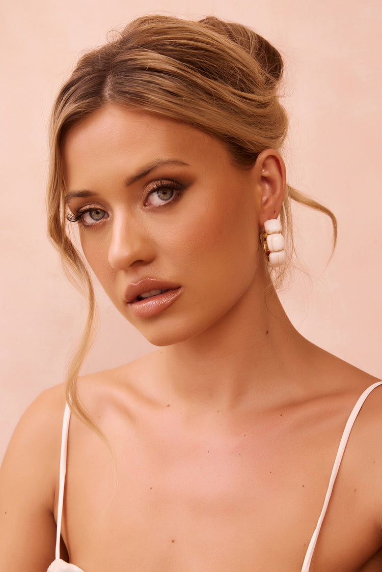 Ivory Petal Hoop Earrings - Beige | Sage and Paige AUS.