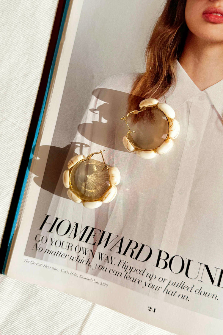 Ivory Petal Hoop Earrings - Beige | Sage and Paige AUS.