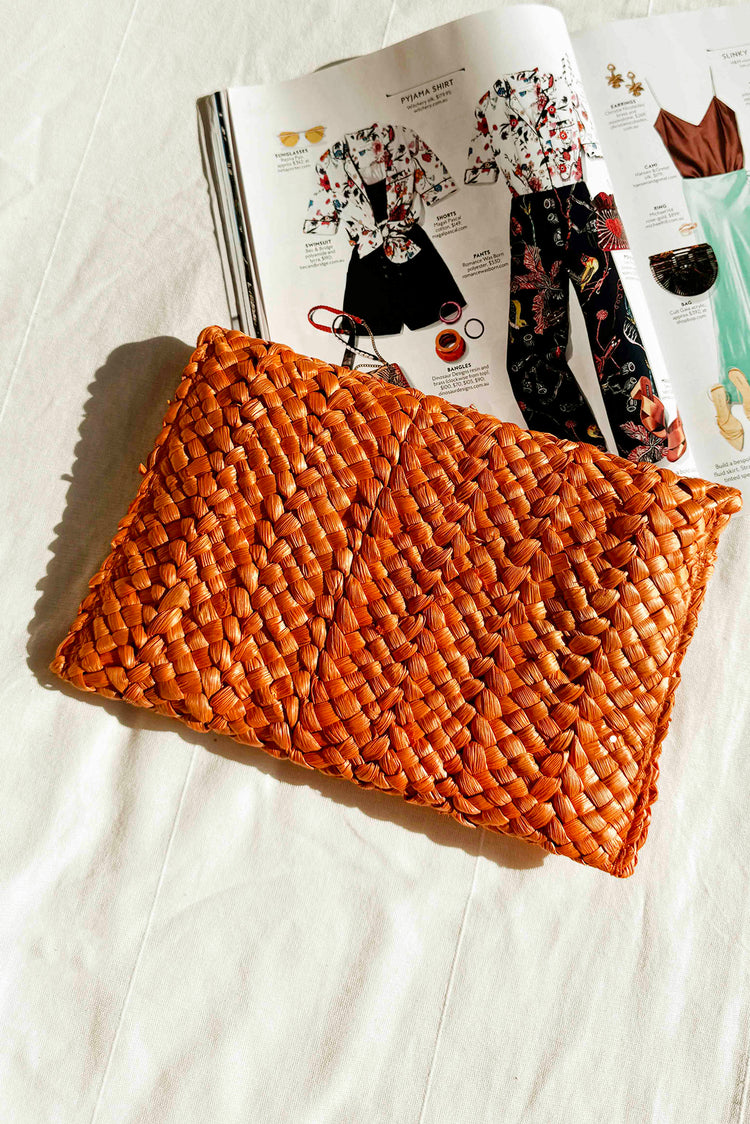 Sunset Meadow Clutch Bag - Orange