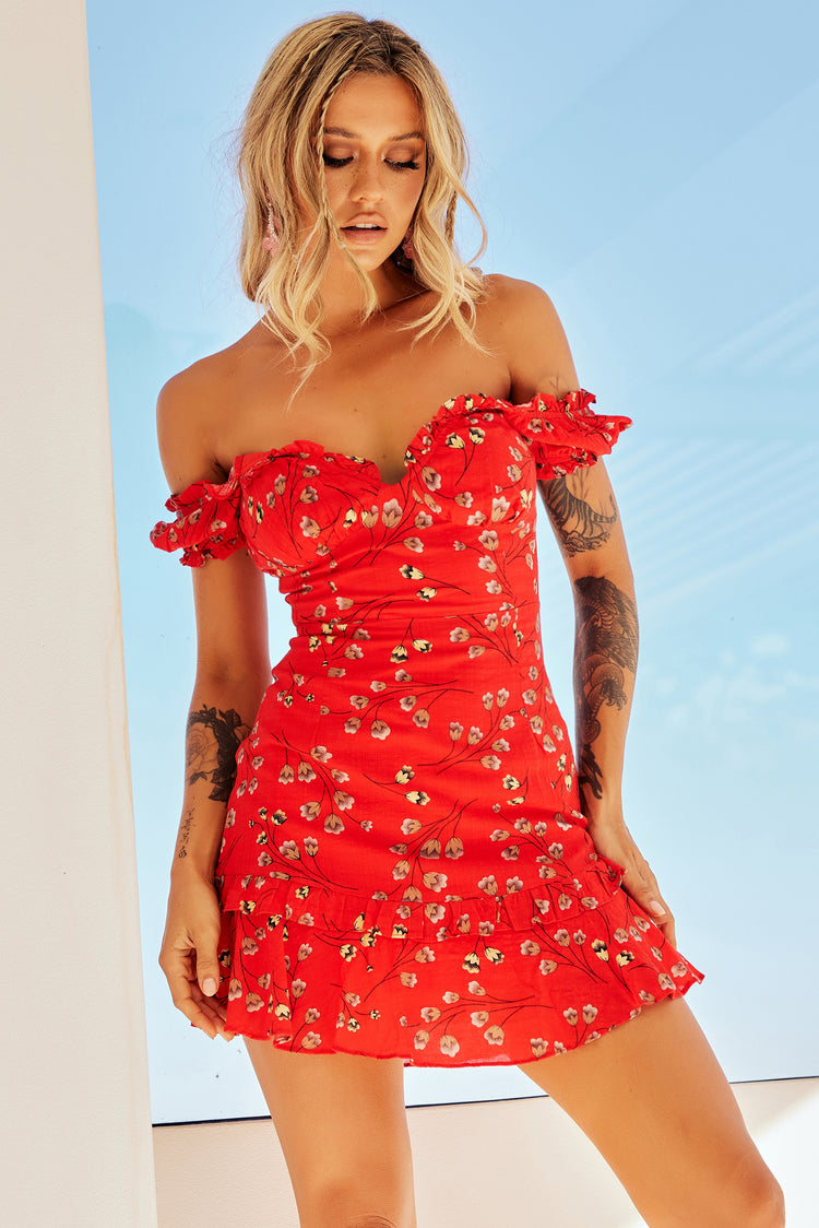 Coastline Dreaming Mini Dress - Red