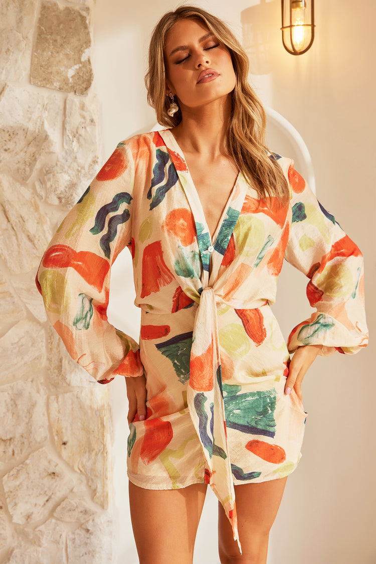 Spring Thing Mini Dress - Orange Multi | Sage and Paige AUS.