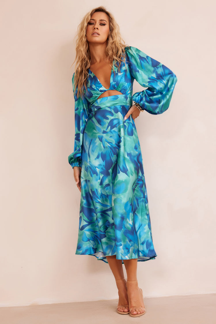 All That Matters Midi Dress - Blue Multi