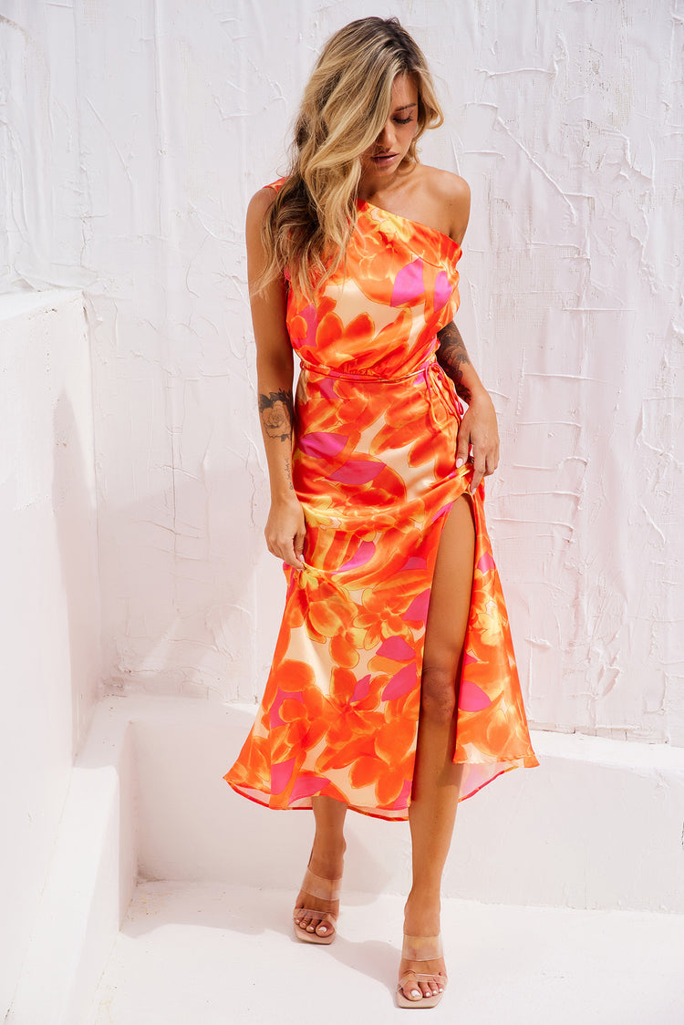 Drive By Midi Dress - Tangerine