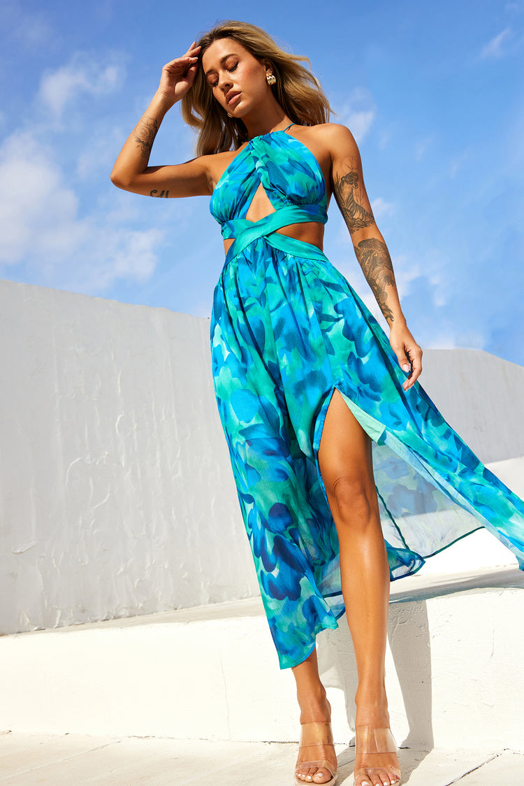 Havana Bloom Maxi Dress - Blue Multi